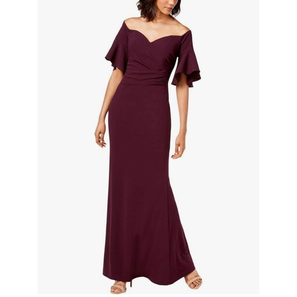 Calvin Klein Women's Sweetheart Off-The-Shoulder Gown Size 4 Burgundy‎ Purple - Picture 1 of 11